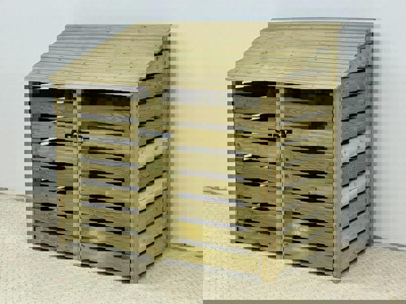 Arbor Garden Solutions Premium Slatted Wooden Log Store with Doors W-146cm, H-126cm or 180cm, D-88cm