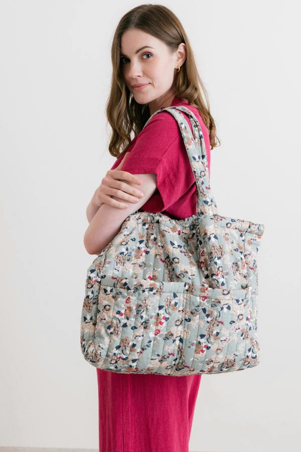 Lily & Me Ditsy Print Quilted Tote Bag Ocean