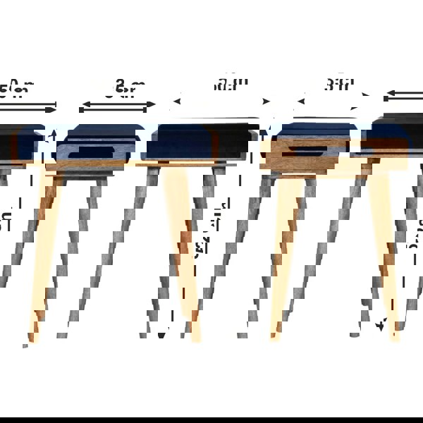 Artisan Furniture Solid Wood Royal Blue Velvet Tray Footstool