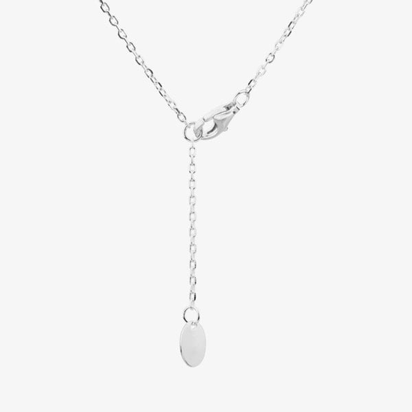 T. H. Baker Sterling Silver Red Cubic Zirconia Teardrop Halo Necklace 8.19.3384