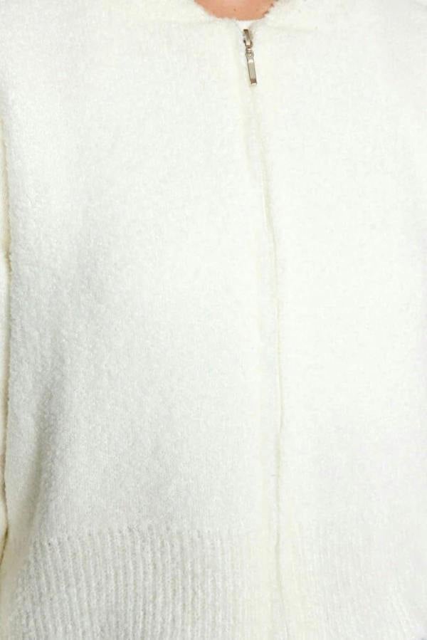 WOVCOR Hooded Zippered Knit Crop Cardigan