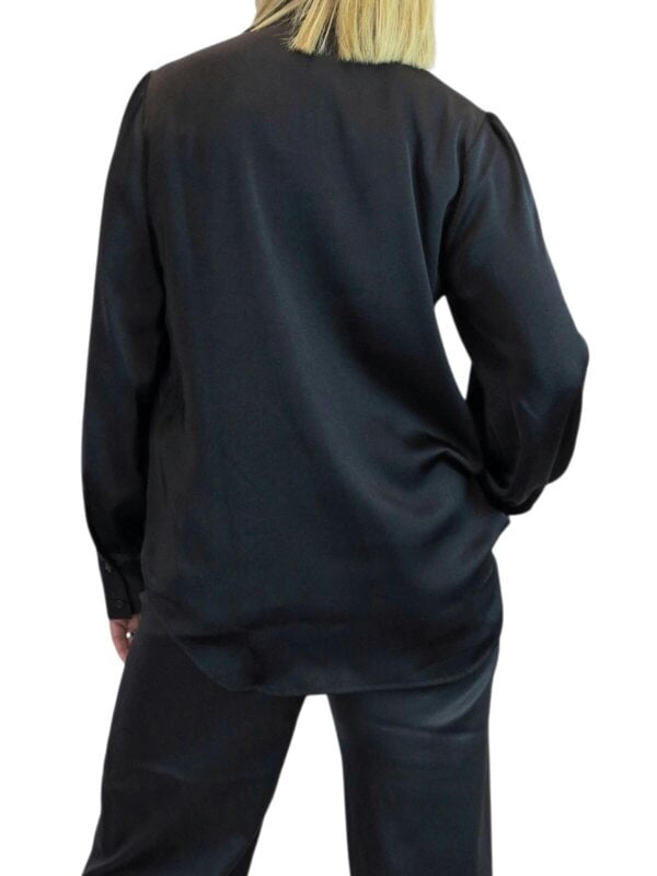 Paulo Due Women's Satin Blouse Ladies Long Sleeve Button Through Shirt
