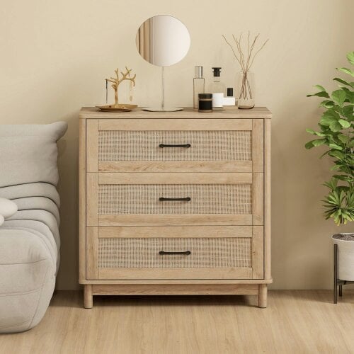 Wyld Haus Zima Wood Oak Finish 3 Drawer Storage Chest 76 cm Wide