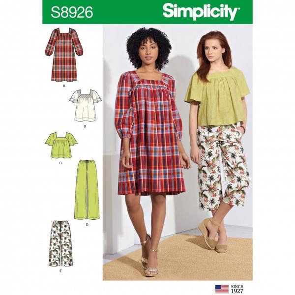 Simplicity Sewing Pattern 8926, Dresses, Tops, Trousers for Women, H5 (6-8-10-12-14) - Intermediate
