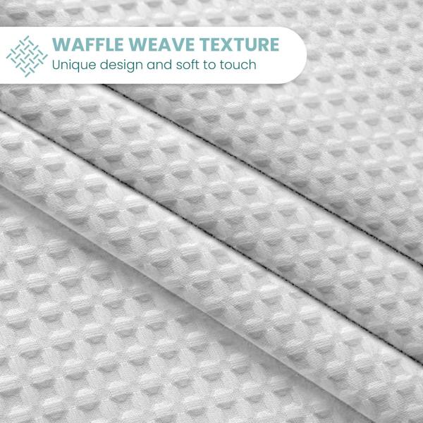 Velosso Elegant Waffle Weave Door Ring Top Curtains, Textured Privacy Curtains with Light Filtering and Thermal Features - 117cm x 213cm