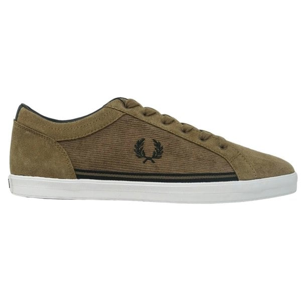 Fred Perry Baseline Tipped Corduroy Bark Trainers - Grey