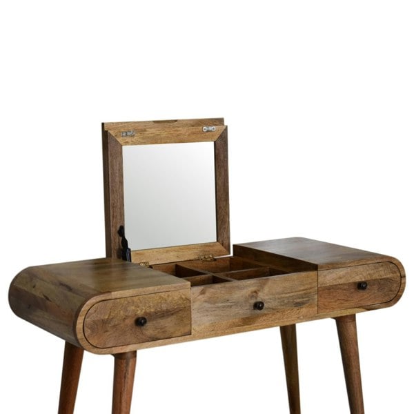 Artisan Furniture Solid Wood Oak-ish Round Dressing Table