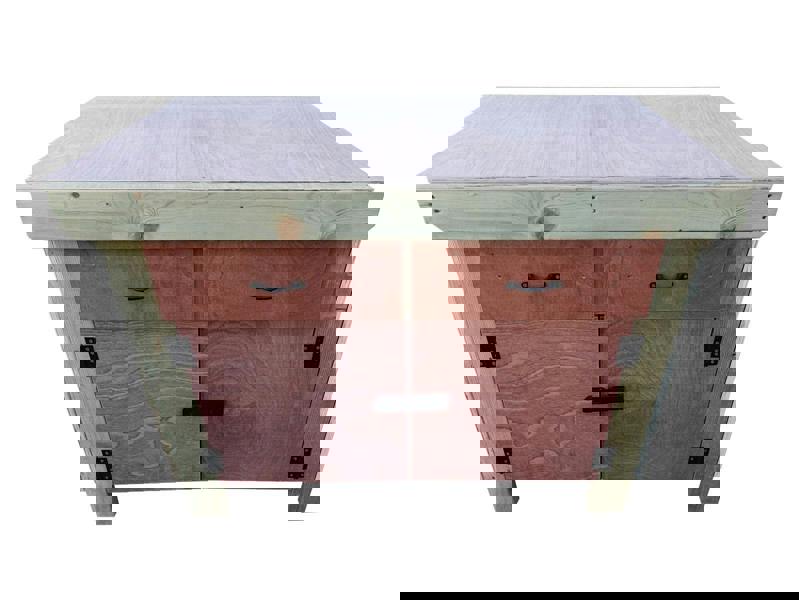 Arbor Garden Solutions Wooden Eucalyptus hardwood top storage workbench with lockable cupboard and drawers (V.4)