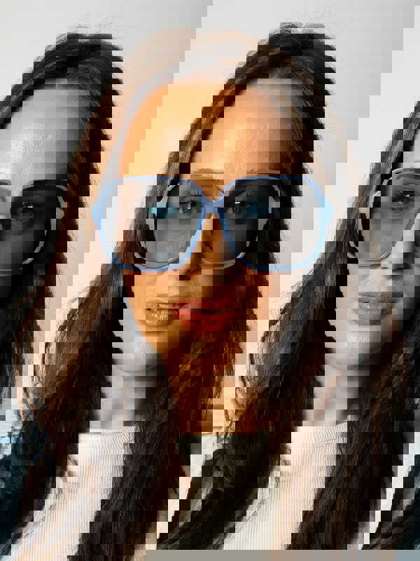 SVNX Granny Vintage Style Lightweight  Frame Sunglasses in Blue