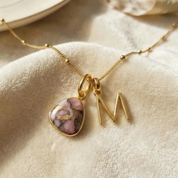 Harfi 18ct Gold Vermeil Plated Opal Initial Necklace