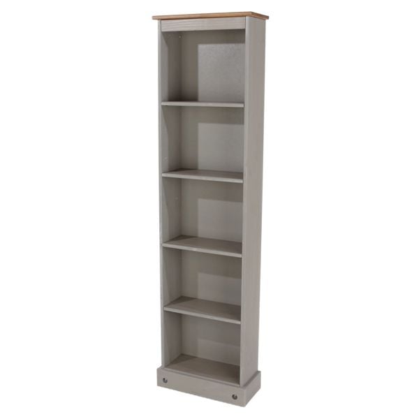 Core Products Corona Tall Narrow 5-Shelf Bookcase - Grey Wax