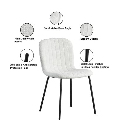 Set of 2 Teddy Faux Fur Stitched Design Dining Chairs Bella