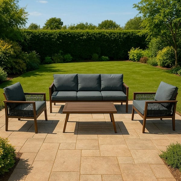 Jardi Aluminium 4 Piece Sofa Set - Wood Effect