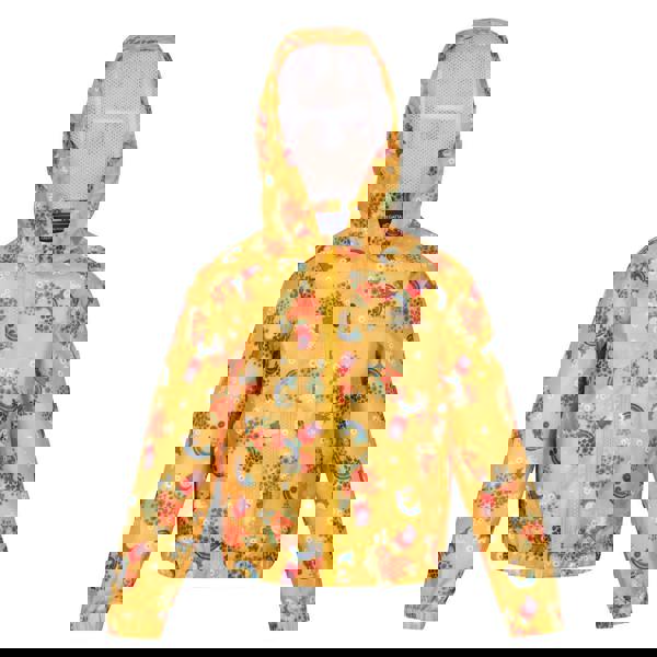 Regatta Childrens/Kids Muddy Puddle Peppa Pig Floral Hooded Waterproof Jacket - Glowlight Yellow