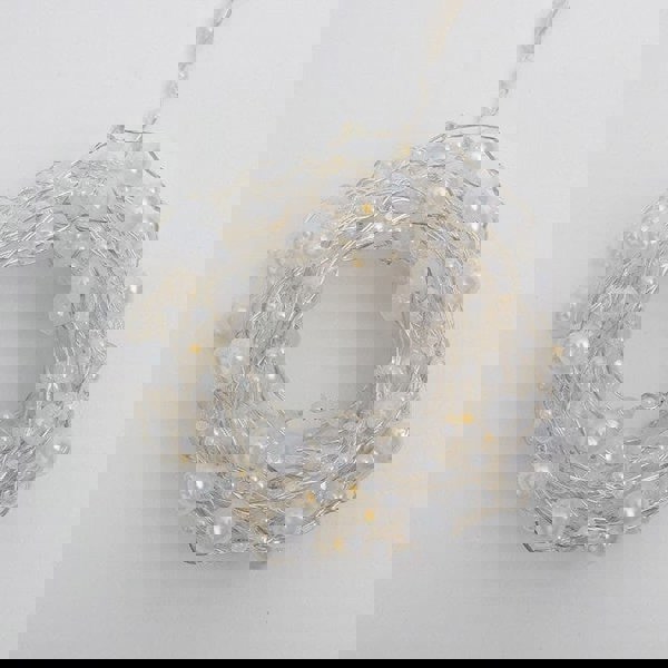 Premium 6-Meter 40-Light Pearl Waterproof Battery-Operated String Lights with Silver Wire Living and Home