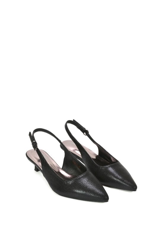 XY LONDON Slingback Kitten Heel Court Shoes With Pointed Toe