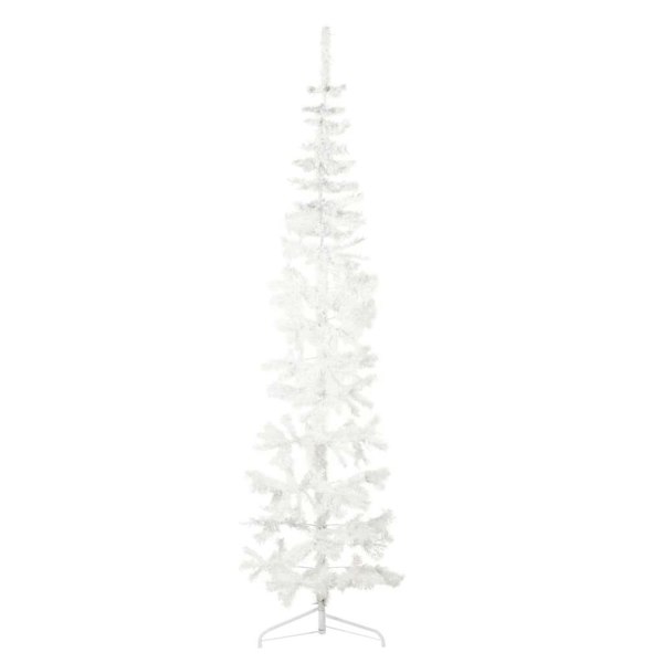 Berkfield Slim Artificial Half Christmas Tree with Stand White 240 cm
