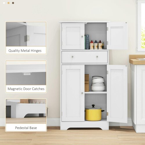 Wyld Haus Elne Vael Wooden White Freestanding Multi Storage Kitchen Cabinet