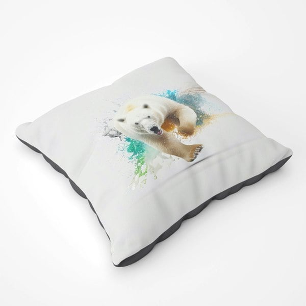 Warren Reed Charging Polar Bear Floor Cushion