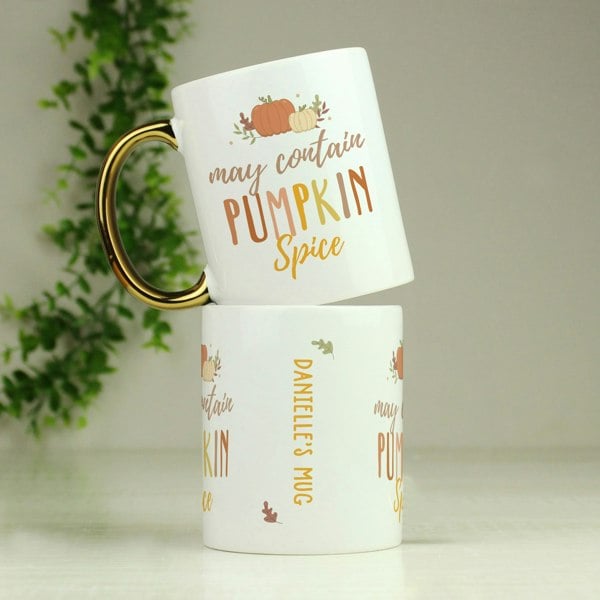 Personalised Memento Company Personalised Pumpkin Spice Gold Handle Mug