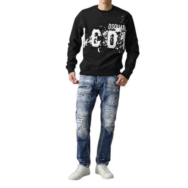 DSQUARED2 Icon Splash Cool Fit Crew Neck Black Sweatshirt M