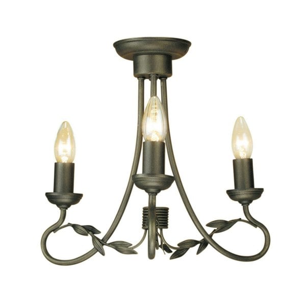3 Bulb Chandelier Hanging Pendant LIght Black Gold LED E14 60W Bulb Loops