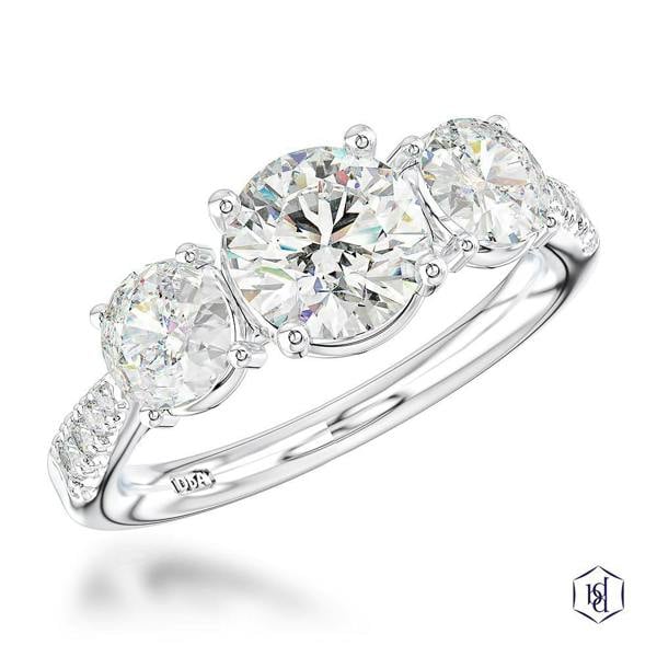 Sarah Layton Florentina Skye Three Stone Round Brilliant Cut Diamond Ring - Platinum - 1.40ct