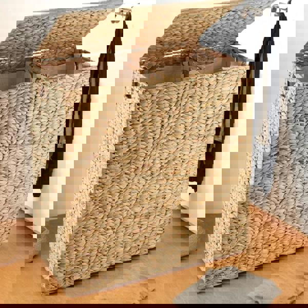 Gr8 Home X Large Water Hyacinth Double Laundry Hamper Bin Clothes Washing Basket With Lid