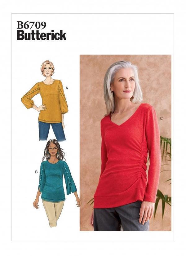 Butterick Sewing Pattern 6709, Tops for Women, Y (XSM-SML-MED) - Easy