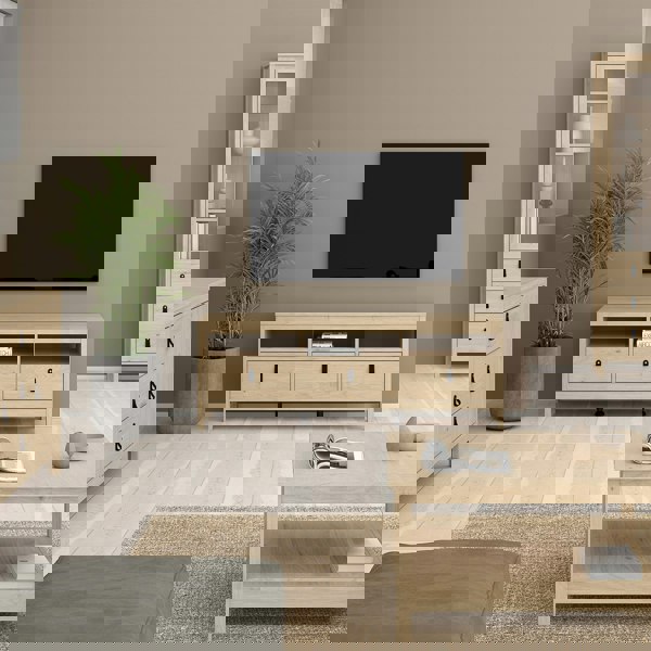 Furniture To Go Barcelona TV Unit 3 Drawers in Jackson Hickory Oak