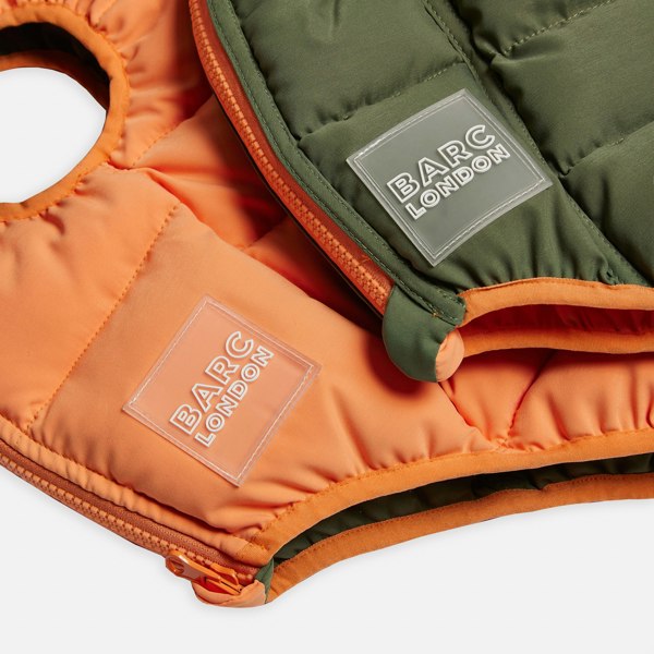 Barc London Reversible Dog Puffer Jacket - Coral & Khaki Green