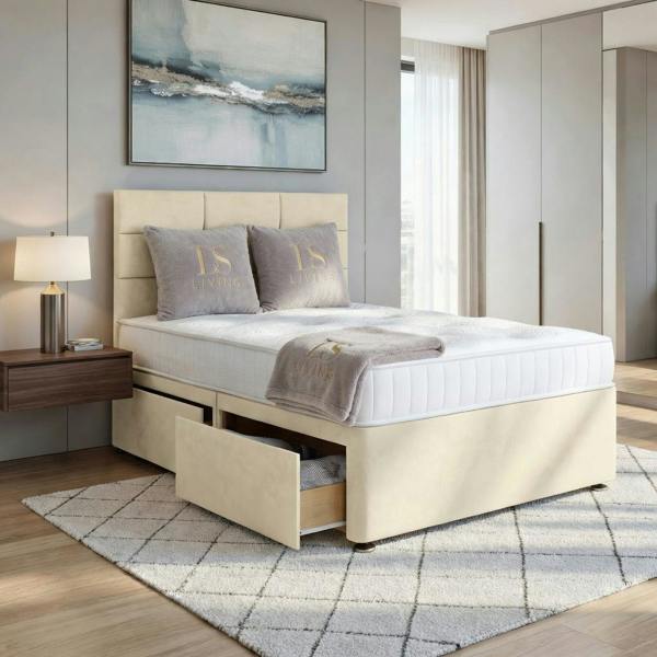 Opal Cream Single Two Drawer Divan Bed