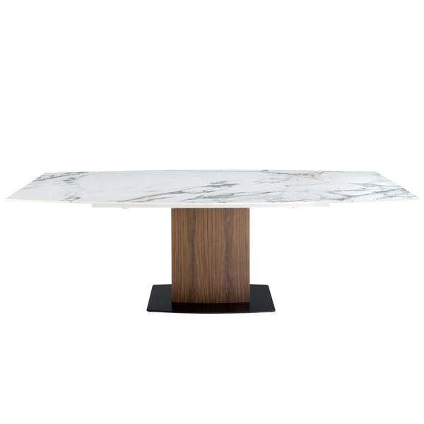 Angel Cerdá Oval Barrel porcelain marble and walnut extending dining table 1133
