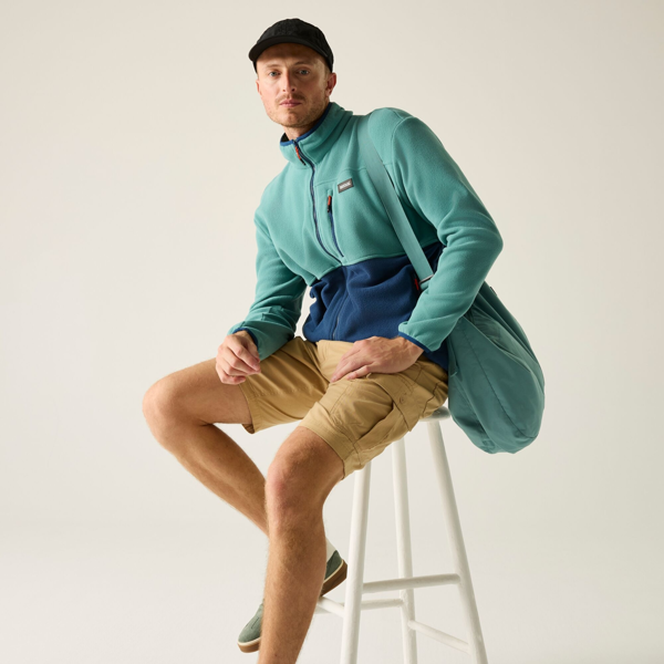 Regatta Mens Frankie Colour Block Full Zip Fleece Jacket - Arctic/Moonlight Denim