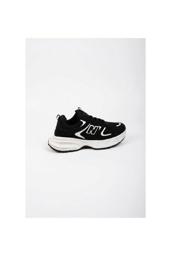 [brandflag] Harper Womens Chunky Sole Mesh Panel Trainers - JET BLACK