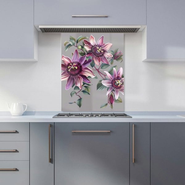 Warren Reed - Designer Purple Passion Flowers Kitchen Splashback