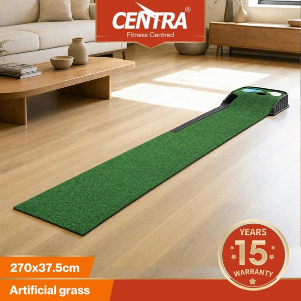 Centra Golf Putting Mat Training Aid Auto Ball Return 270cm Indoor Outdoor Green