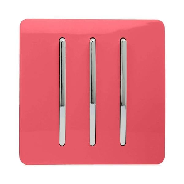 Trendi Switch 3 Gang 1 or 2 way Rocker Light Switch in Strawberry Red