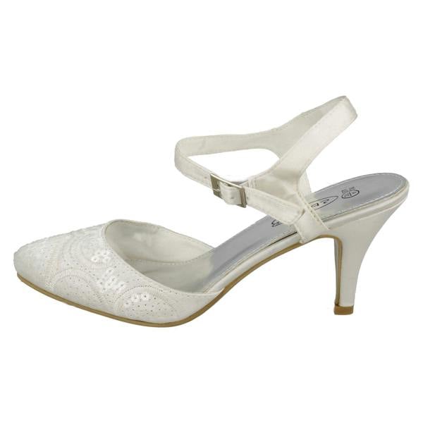 Spot On Ladies Spot On Mid Heel Sequined Evening Sandals