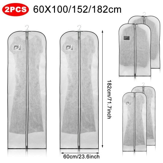Havendro 2Pcs Breathable Garment Covers Suit Dress Coat Dust Protector Zip Bags