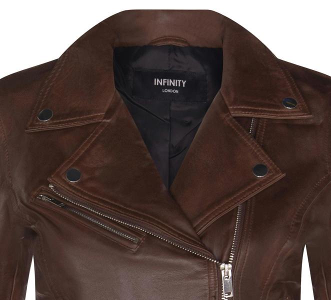 Infinity Leather Womens Leather Classic Biker Brando Jacket-Baku