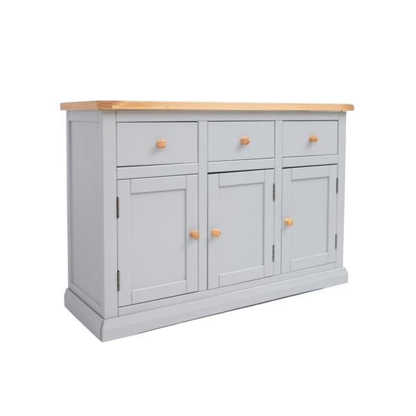 Cabinet Bits Loreo Light Grey 3 Drawer 3 Door Sideboard Wood Knob