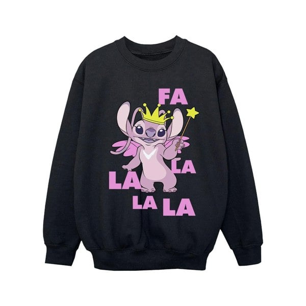 Disney Girls Lilo & Stitch Angel Fa La La Sweatshirt - Black