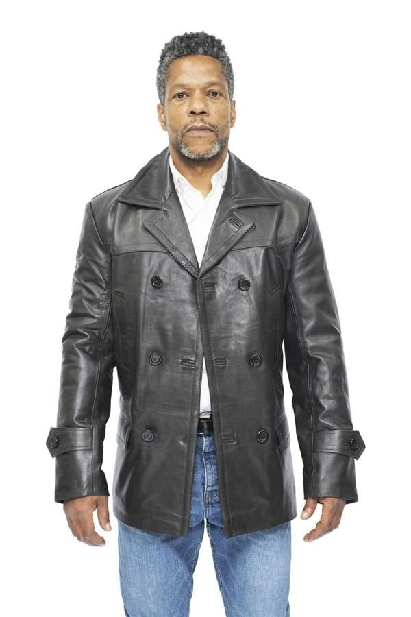 Infinity Leather Mens Cowhide Leather Peacoat-Krakaw