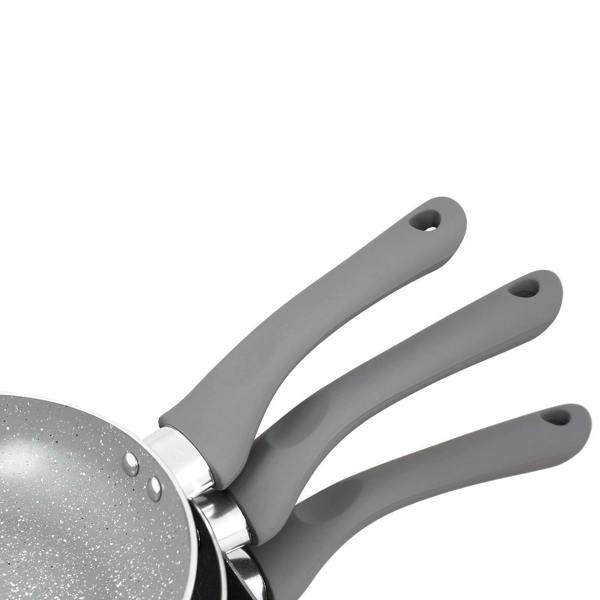 Gr8 Home 9 Piece Aluminium Grey Marble Non Stick Cookware Set Induction Frying Pans Grill Pan Saucepans and Pots