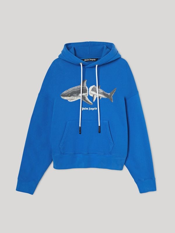 Palm Angels Shark Logo Hoodie - Bright Blue