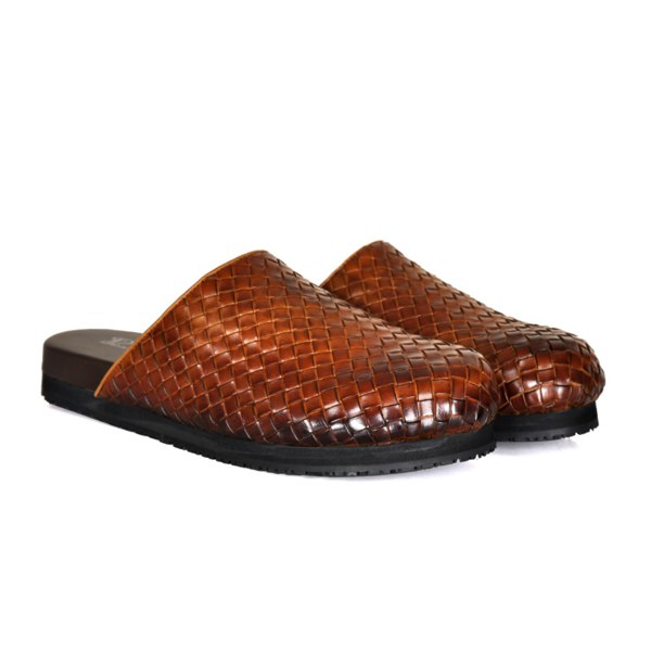 Lorenzo Handmade Woven Mules - Brown