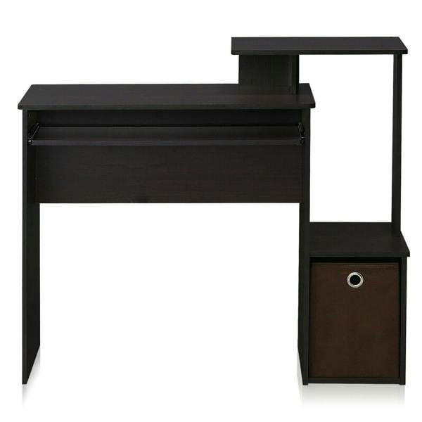 WALPLUS Econ Multipurpose Home Office Computer Writing Desk w/Bin, Dark Walnut | Modern Desk Designed for Contemporary Interiors | 12095DWN