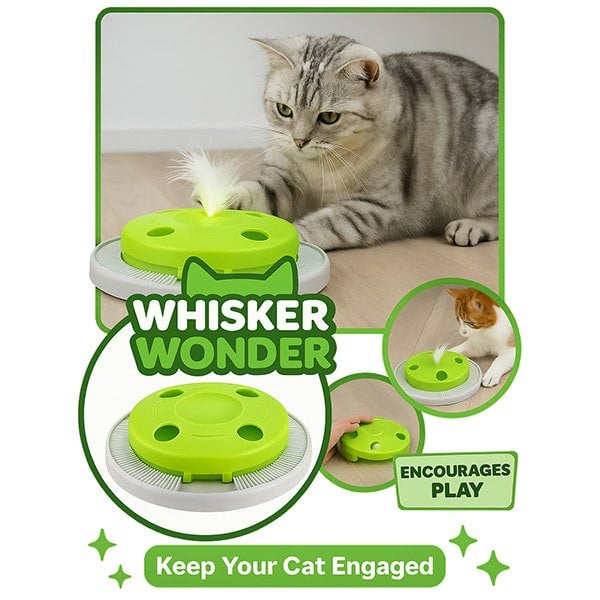 Dragodirect 8-Hole Interactive Cat Whack-a-Mole Toy Hunting Game with Feather & Mouse