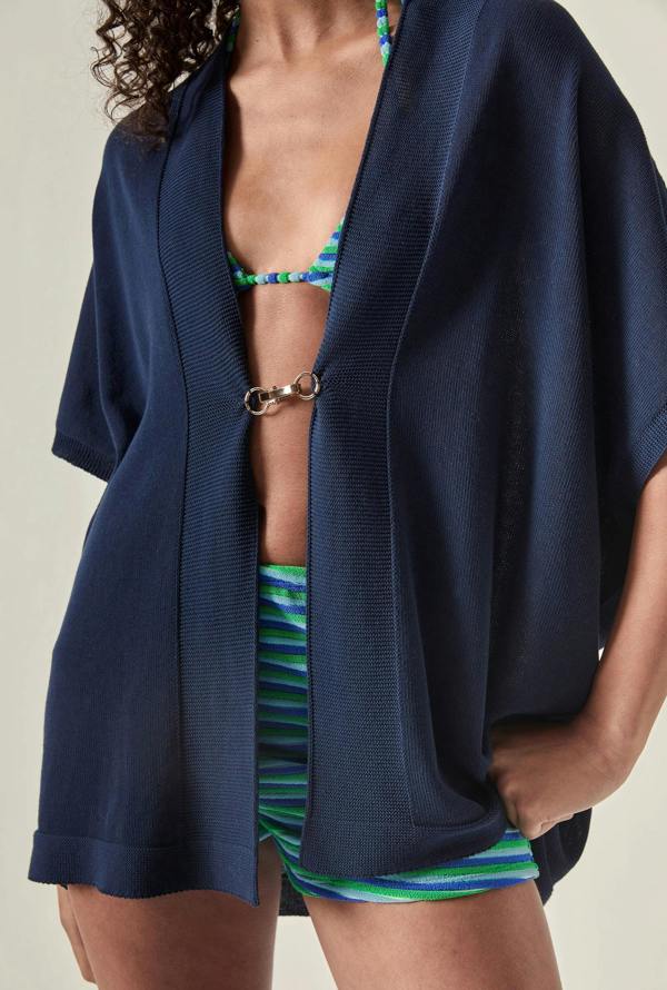 James Lakeland Relaxed Clasp Front Cover-Up - Navy